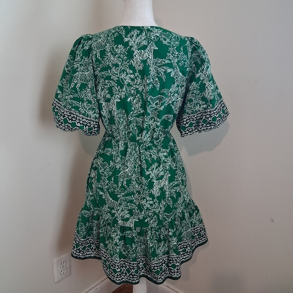 Lilly Pulitzer Kentlee Puff Sleeve Cotton Dress In Fiddle Leaf Safari Size 6 - Picture 5 of 13